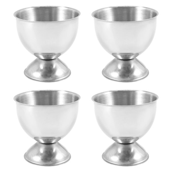 Egg Cups Set Stainless Steel Soft Tray Tool Holders Kitchen Silver
