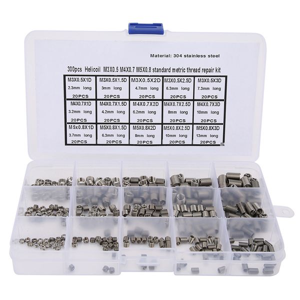 300-Piece M3/M4/M5 Stainless Steel Thread Insert Kit