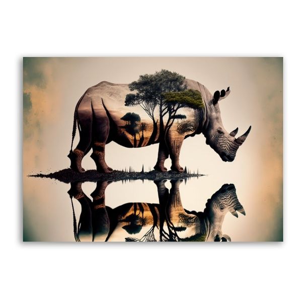 Rhino Reflection Canvas Abstract Wall Art
