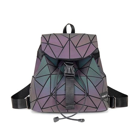 Luminous Geometric Backpack Fashion Holographic Reflective Travel Backpack