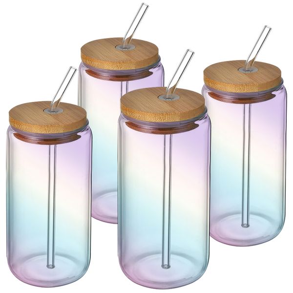 480ml - Cocktail Glases Cups with Bamboo Lids and Straw