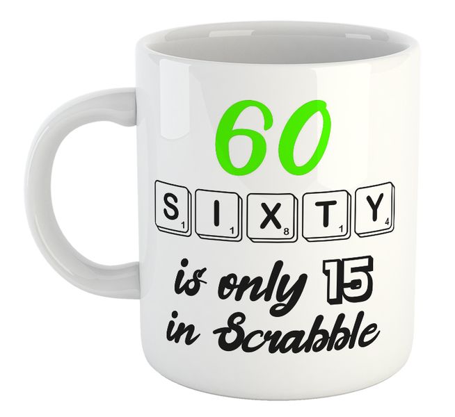 Sixty Is Only 15 In Scrabble 60th Birthday Gift Coffee Mug