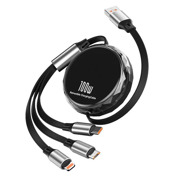 3 In 1 100W USB Cable Type C Fast Charging Cord Micro USB Charger