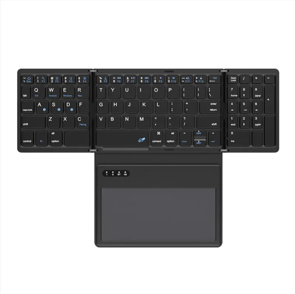 Foldable Bluetooth, Rechargeable Tri-Folding Ultra Travel Keyboard, USB-C