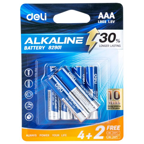 Deli 1.5V AAA Alkaline Battery - 6 Pack