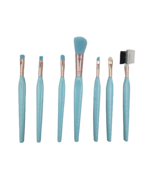 Set of 7 Makeup Brushes - Blue