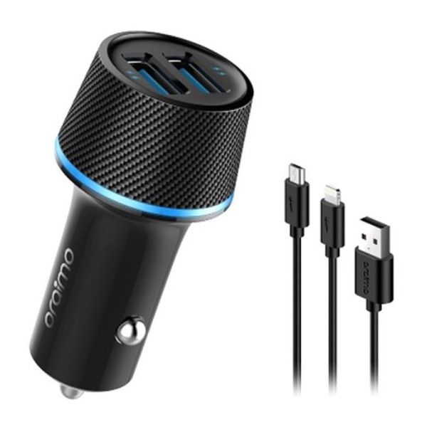 Oraimo Dual USB Port Car Charger With 2 in 1 USB Cable - OCC-21DML