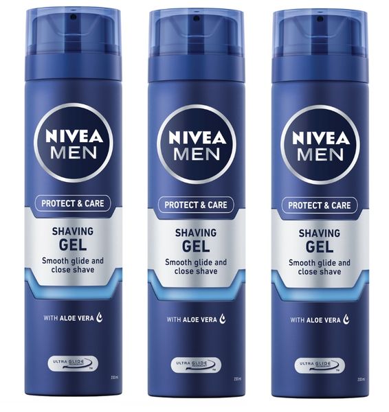 Nivea Men - Protect &amp; Care Shaving Gel - Smooth Glide (3 x 200ml)