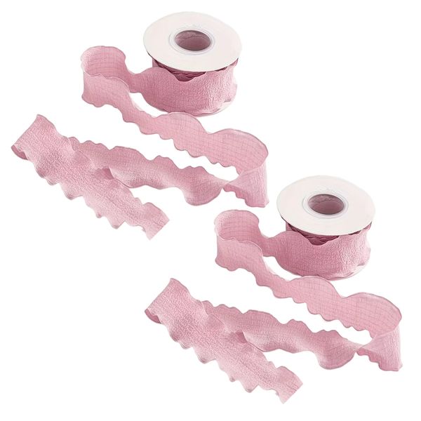 Craft Gift Wrapping Chiffon Ruffle Ribbon For DIY Projects 2pc (9m x 2.5cm)