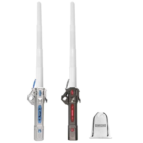 Set of 2 - Kids Lightsaber Light Up Connectable Sword Toys + Simpsons Bag