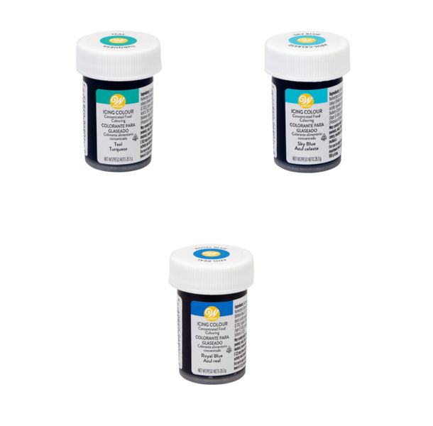 Wilton Cake Baking Decorating Icing Food Colour Gel Paste Set -Blues