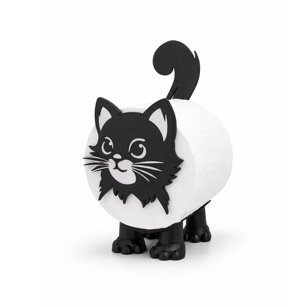 Black Cat Toilet Paper Holder with Toilet Paper Roll Included