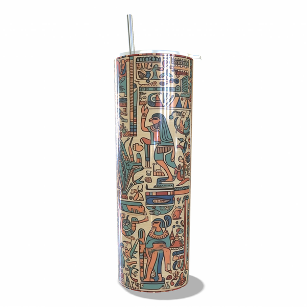 Beautiful Double Walled Skinny Tumbler with Egyptian Design