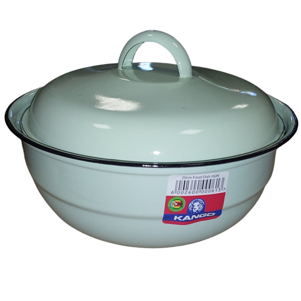 20cm Enamel Food Dish with Lid