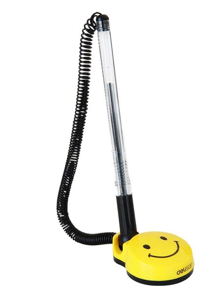 Deli Smiley Face Desk Pen Stand With Black Gel Pen - 6793