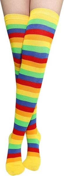 Soxy Lady -Thigh High Socks - Black and White Strips UK3 to UK9 One Size
