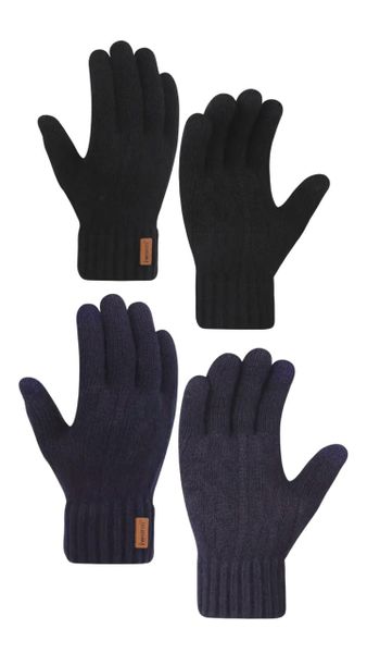 Alpaca Blend Touchscreen Gloves - Soft, Warm - Black and Grey - Set of 2
