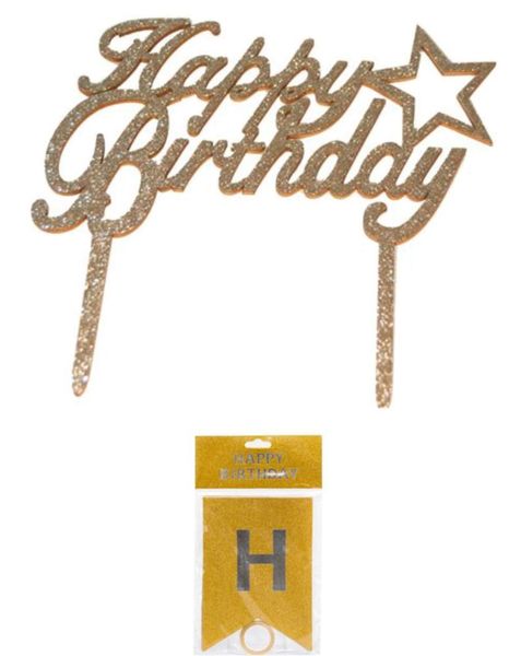 Cake Topper &amp; Happy Birthday Banner