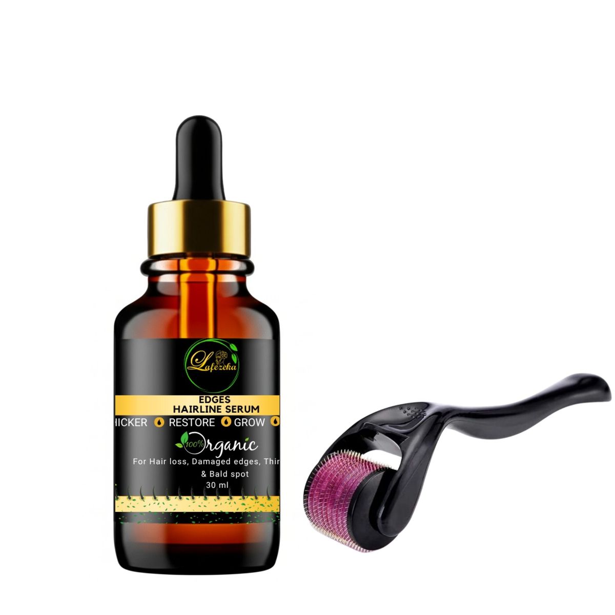 Lafezeka Hairline Regrowth Serum & Derma Roller Combo