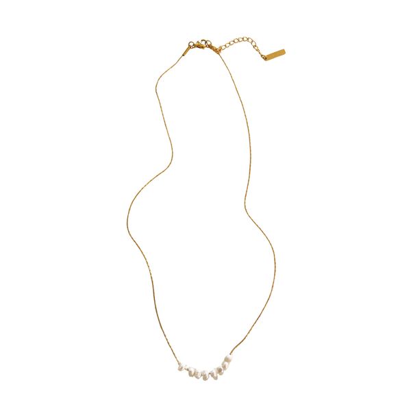 Jane Fields - Dainty Rice Pearl Choker - 14 inch - Gold