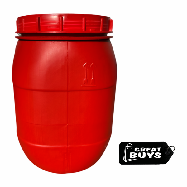 30 Litre Open Head/Top Screw Storage Drum - Red &amp; Keyring