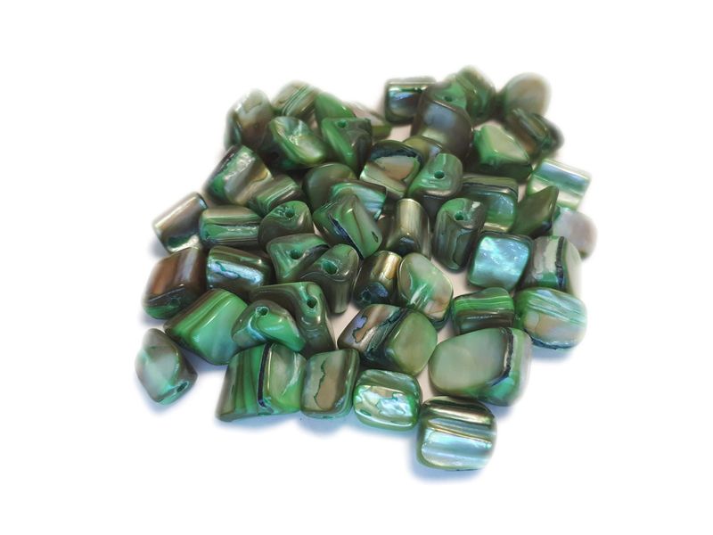 BEAD COOL - Shell Irregular - Green - 200pcs (Dia 5mm by 15mm) 0.5mm hole
