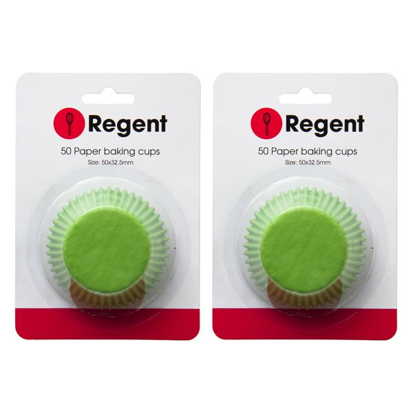 Regent Cake Cups Plain Green 50X32.5mm 2pk (100Pcs)