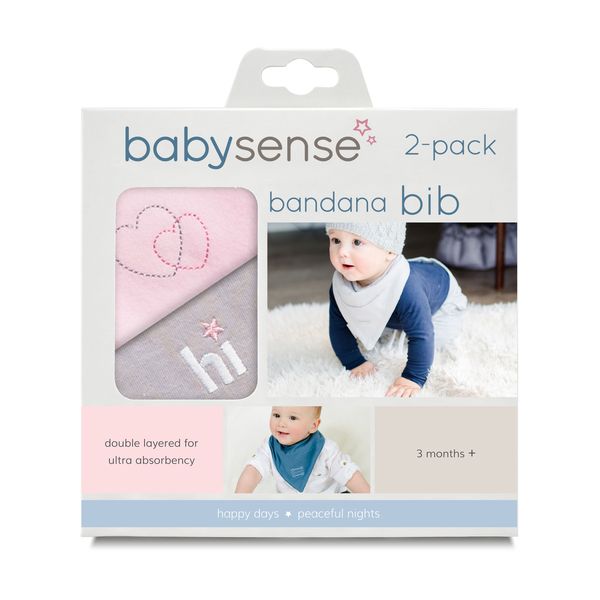 Baby Sense Bandana Bib - Pink &amp; Grey