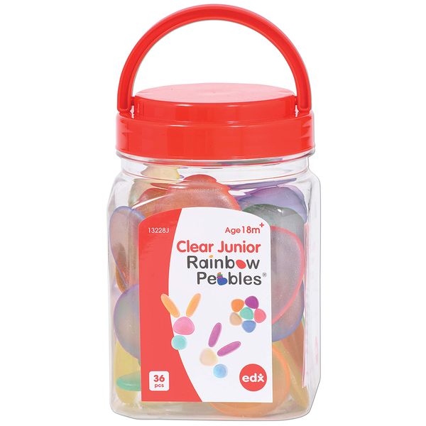 EDX Education Rainbow Pebbles Clear Junior 36pcs Jar