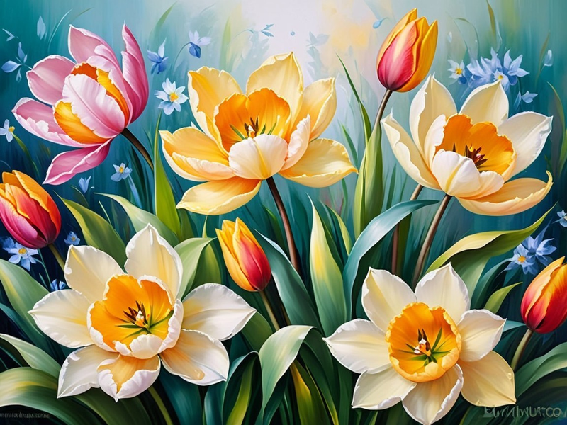 Canvas Wall Art Decor - Vibrant Flowers 03