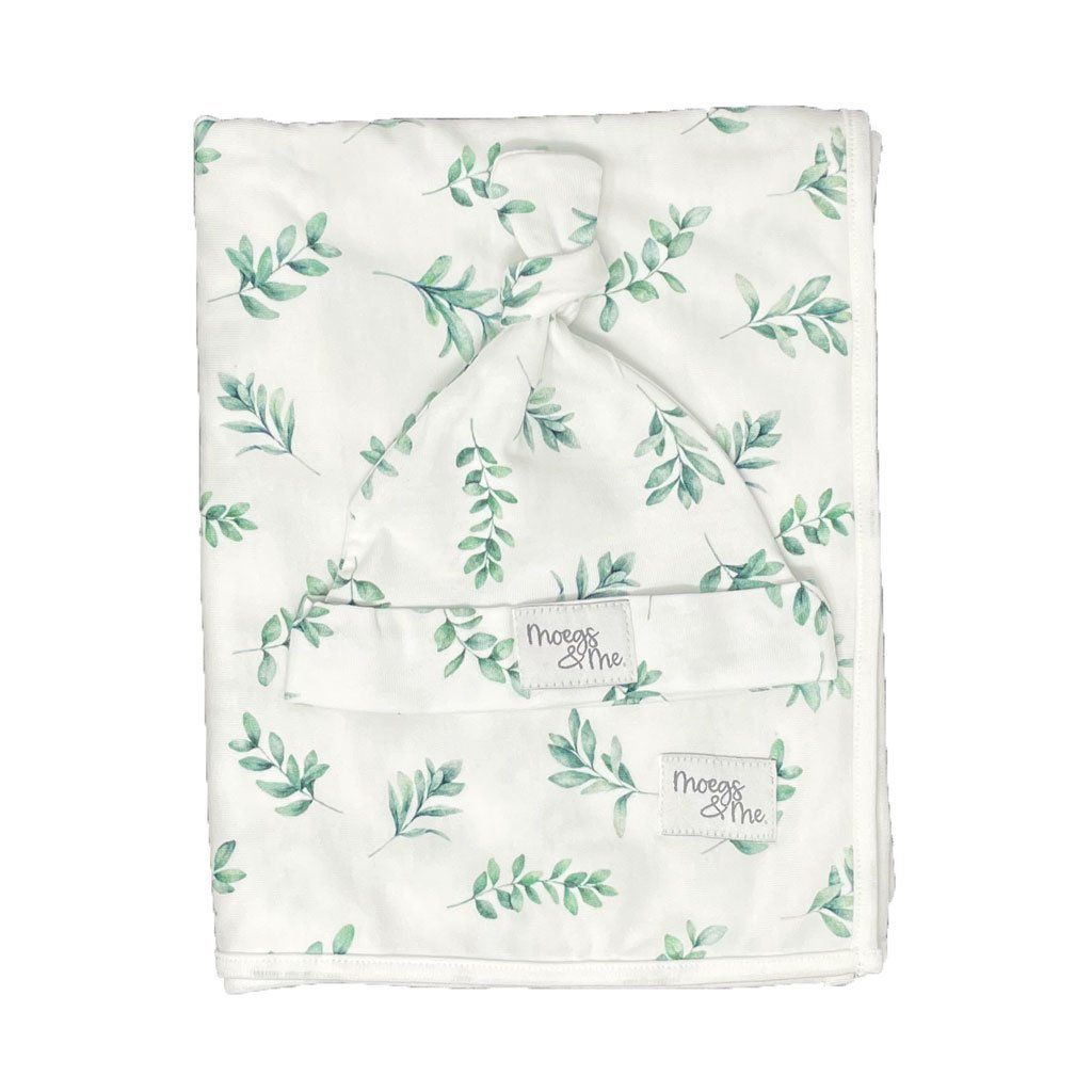 Baby Swaddle Blanket and Newborn Beanie Set Sage Leaf Shop Today