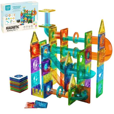 PEISKOS 105 Piece Magnetic Tiles Blocks Educational Building Toys Set for Kids Image