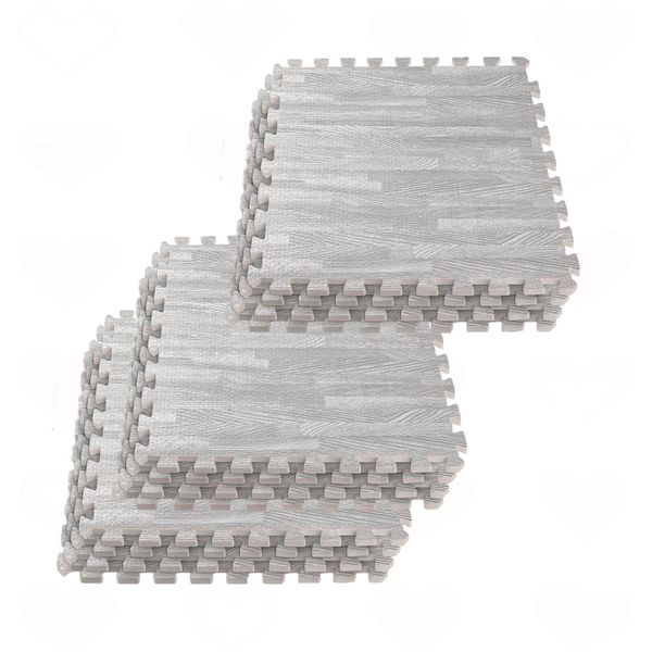 12PCS Wood Grain Foam Floor Tiles Interlocking Anti Fatigue Floor Mats