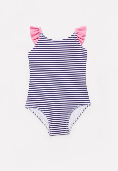 Kid's POP CANDY Floral one piece shoulder frill detail swimsuit - pink