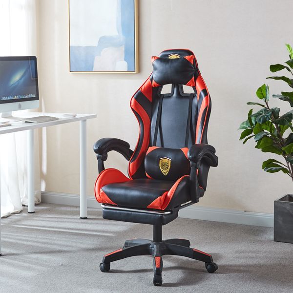 Ergonomic Gaming Chair with Footrest Adjustable PU High-Back Computer Chair