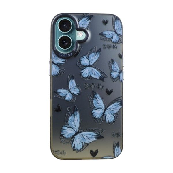 Ethereal Blue Butterfly Phone Case Compatible with iPhone 14 Pro Max - Silver