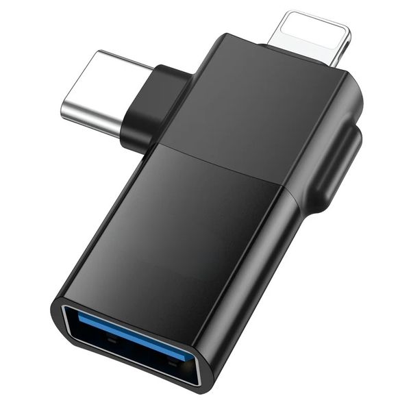 2-in-1 iP &amp; USB-C Male to USB-A Female, High-Speed Data Transfer Converter