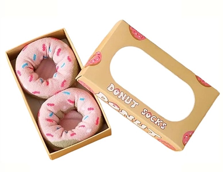 Ladies Fun Novelty Donut Confectionery Baker Themed Socks - One Size - Pink