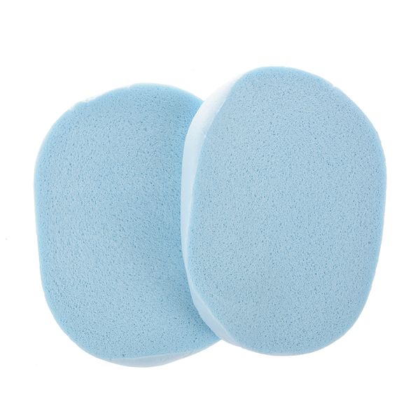 2 Pcs Oval Shaped Makeup Tool Blue Sponge Facial Cleansing Pad