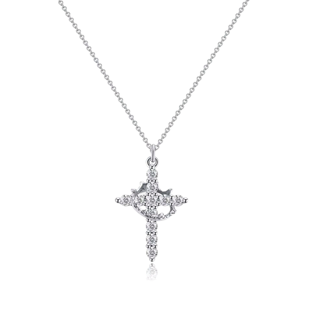 Silver Popular Cross with Crown Pendant Necklaces with Chain Image