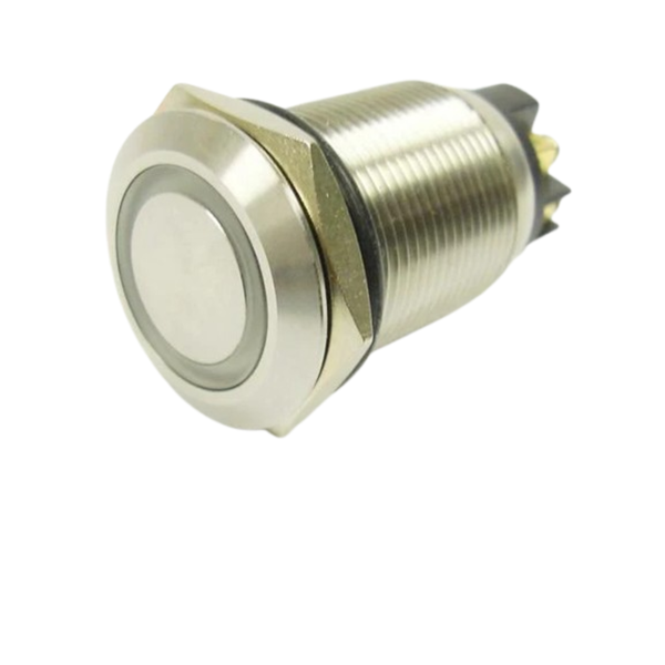 AVP19FWM3SCR220 - 19mm Momentary Vandal Switch, Red LED, IP65, 220V