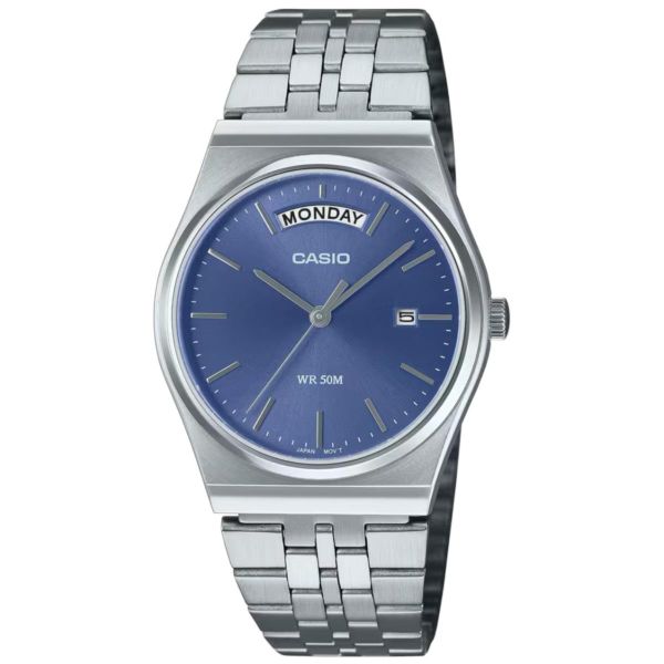 Casio Mens Silver Analogue Metal Strap Watch-MTP-B146D-2AVDF