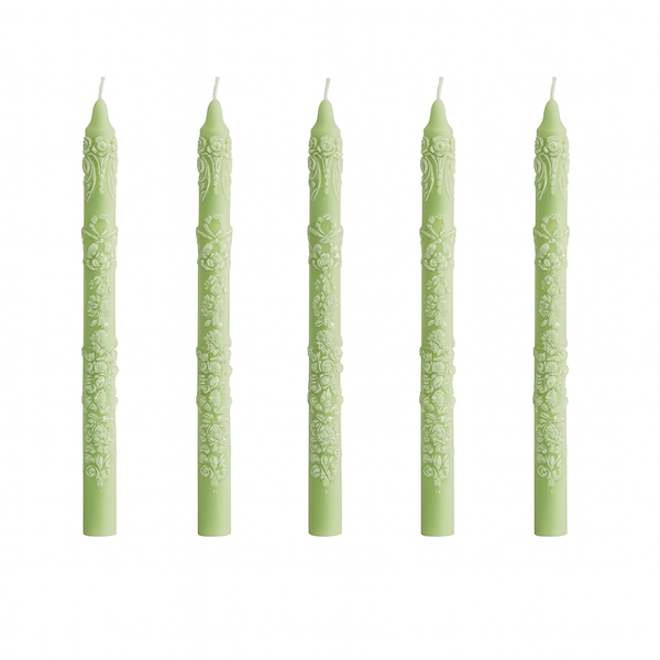 5 Pack - Embossed Long-Stem Scented Candle Set - Green