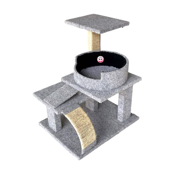 Scratzme - Kitten Castle Premium Scratching Post - Light Grey &amp; Black