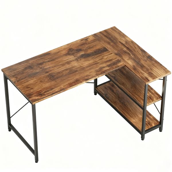 L Shaped Computer Desk 120cm Corner Home Office Writing Table with Shelves