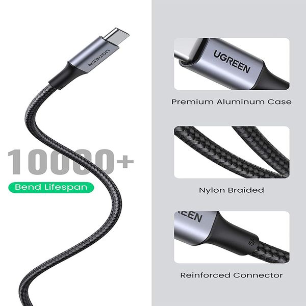 UGreen USBC 100W(Max) PD3.0 5A 1m Braided Cable-BK