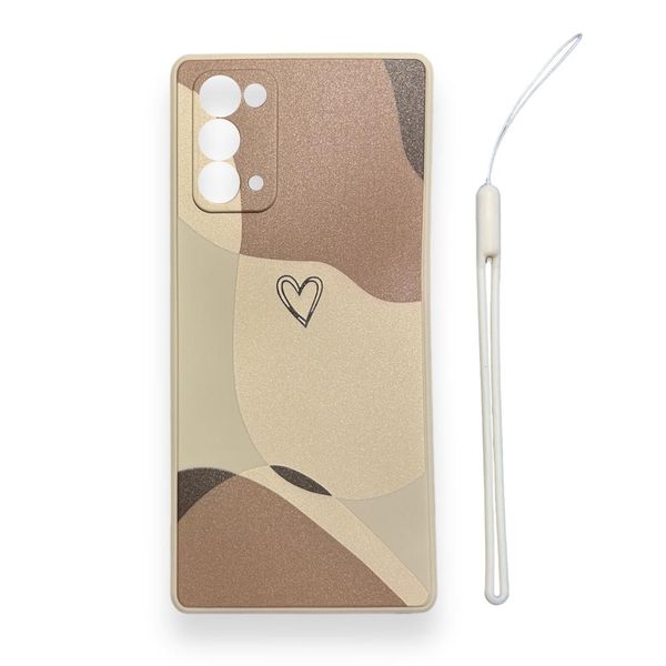 AMA Brown Heart Pattern Cover With Lanyard For Samsung Galaxy S20 Ultra