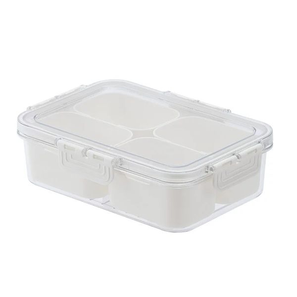 4 -Grid Plastic Food Condiment Container Organiser Storage