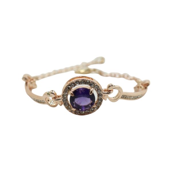 Bracelet Rhinestone Zircon Bangle Rhinestone Charm - Silver Purple