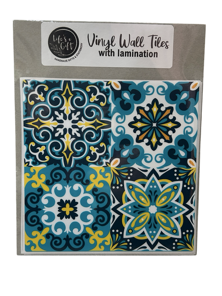 Vinyl Wall Tiles - Pointy Flower Twirly Pattern
